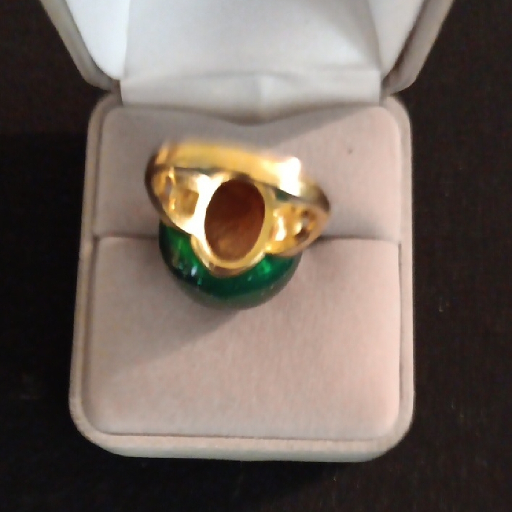 Source Unknown Green Statement Ring With Sparklin… - image 3